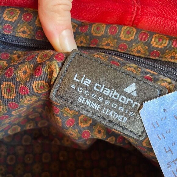 Liz Claiborne Vintage Red Pebbled Leather Crossbody Bag Purse Restored Reconditi - Picture 3 of 11